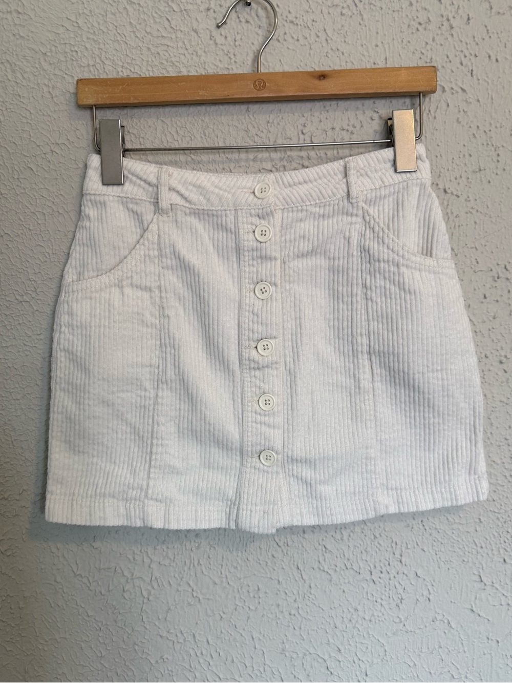 Corduroy Button-Front Mini Skirt